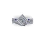 Dennis_CurvedWeddingBand1 Custom Diamond engagement ring with Sq Halo corner points NESW Curved wedding band render